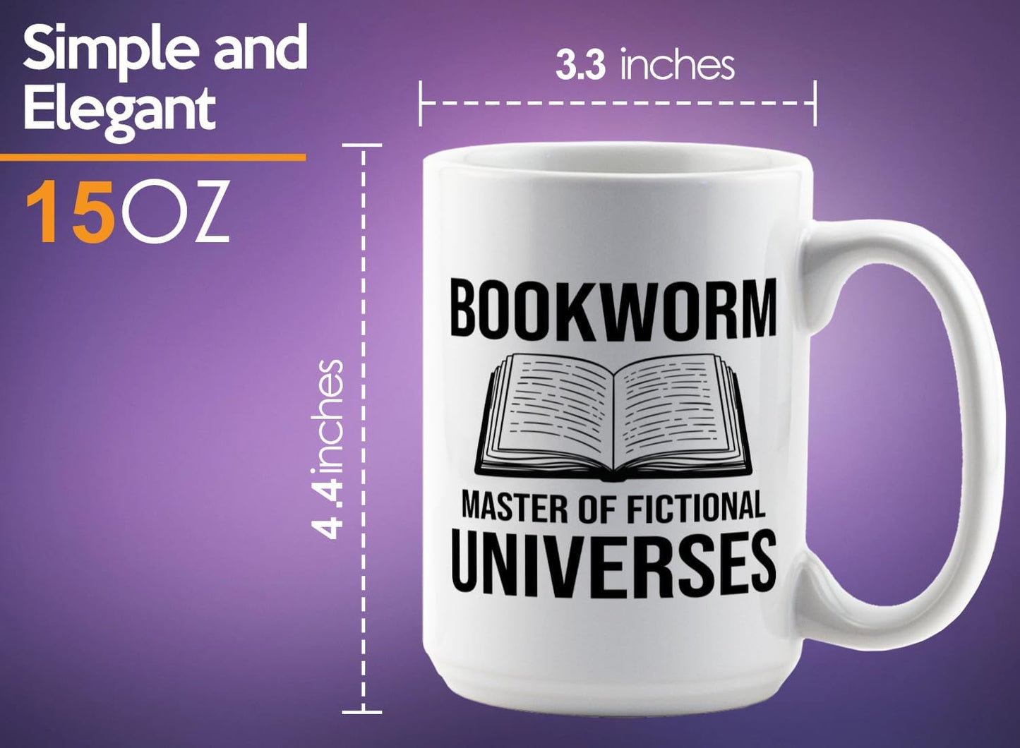 Book Lover Coffee Mug 15oz White -Bookworm Master of - Bookworm Literature Library Book Lover Reader Booked Editor Intellectual Studious