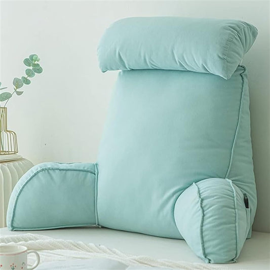 Reading Cushion with Armrests, Back Cushion for Sofa, Book Cushion for Bed, with Removable Neck Roll, Seat Support Cushion for Relaxing, Playing, Reading, Watching TV (Color : Lime Green, Size