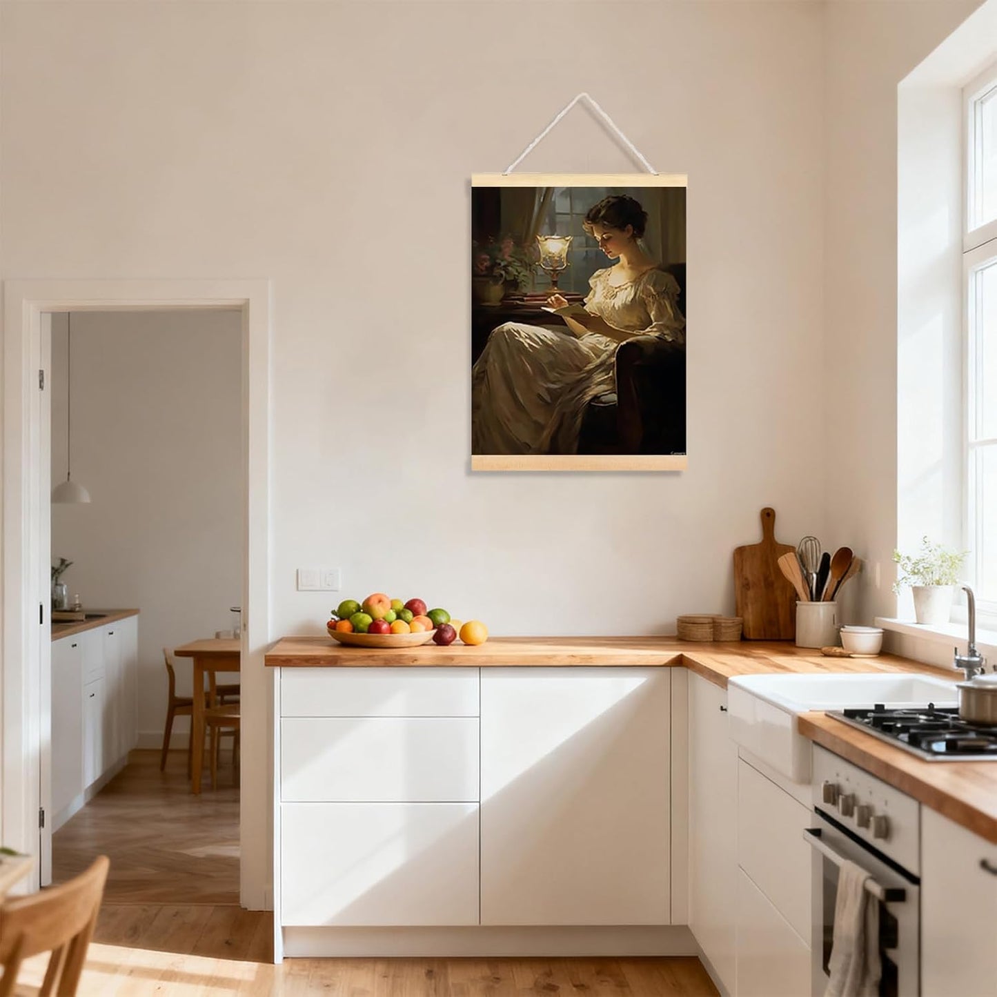 Victorian Reading Moody Victorian Female Art Poster Canvas Art Retro Artwork Aesthetic Home Decor Minimalism Abstract Print for Office Bedroom Living Room Bathroom Wall Decor Framed 12x16inch