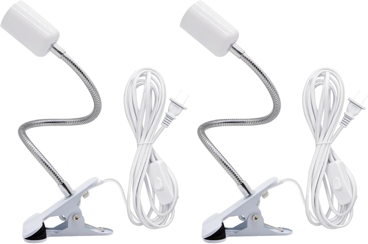 Clip Desk Lamp Socket,2 Pack Flexible Desk Light Socket,Gooseneck Clip on Lights,Flexible Lamp with Clamp,Adjustable Light Stand Clamp Lamp,Night Light,Reading Book Lights