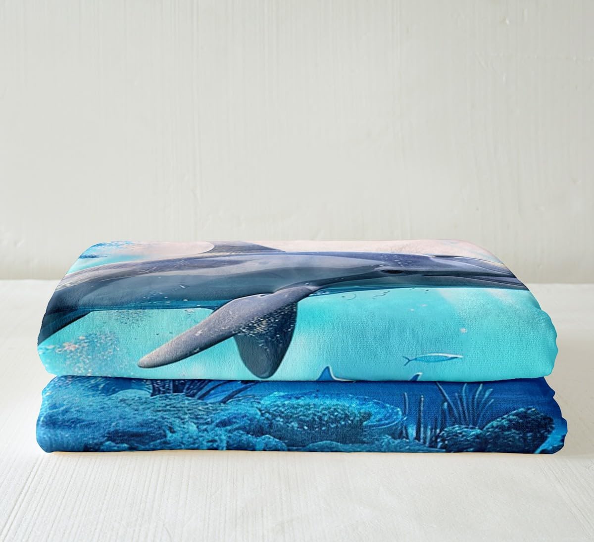Dolphin Fleece Blanket 3D Marine Animals Throw Blanket for Kid Teen Boys Girls Blue Ocean Throw Blanket for Adult Bedroom Living Room Tapestrie Baby 30X40