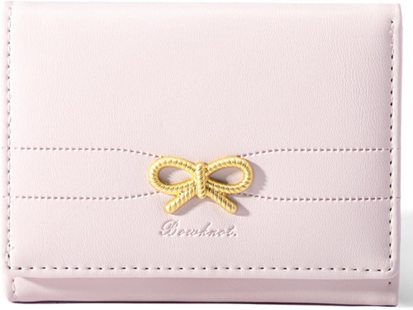 Small Wallets Girls Cute Coquette Bow Wallet Women Aesthetic Credit Card Holder with ID Window, Pink