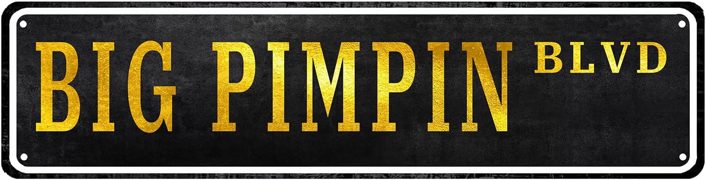 Big Pimpin BLVD Metal Street Tin Sign Vintage Slim Tin Signs 16 x 4 Inch Home Farmhouse Garage Indoor Outdoor