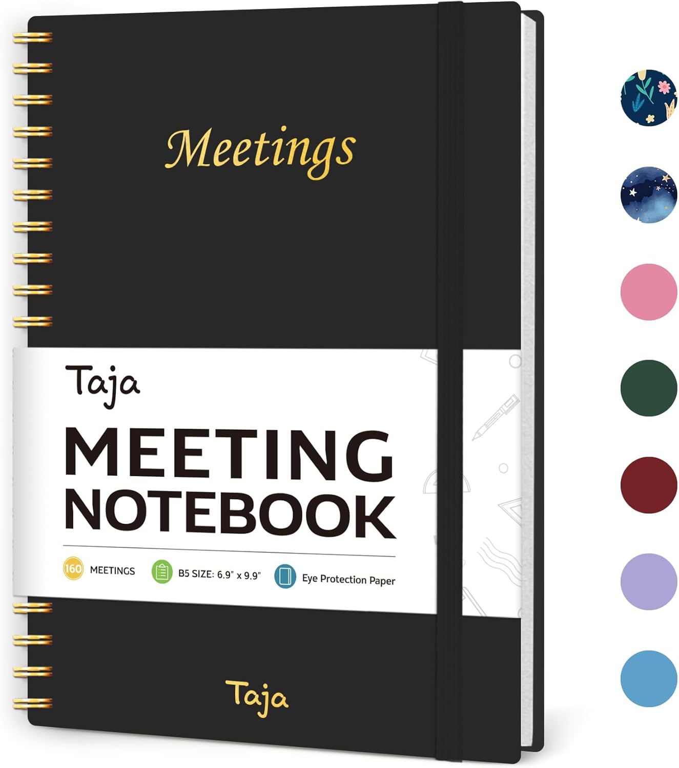 Meeting Notebook for Work Organization - Work Planner Notebook with Action Items, Agenda Planner for Note Taking, 160 Pages (6.9" X 9.9") Project Organizer for Men & Women - Black 1