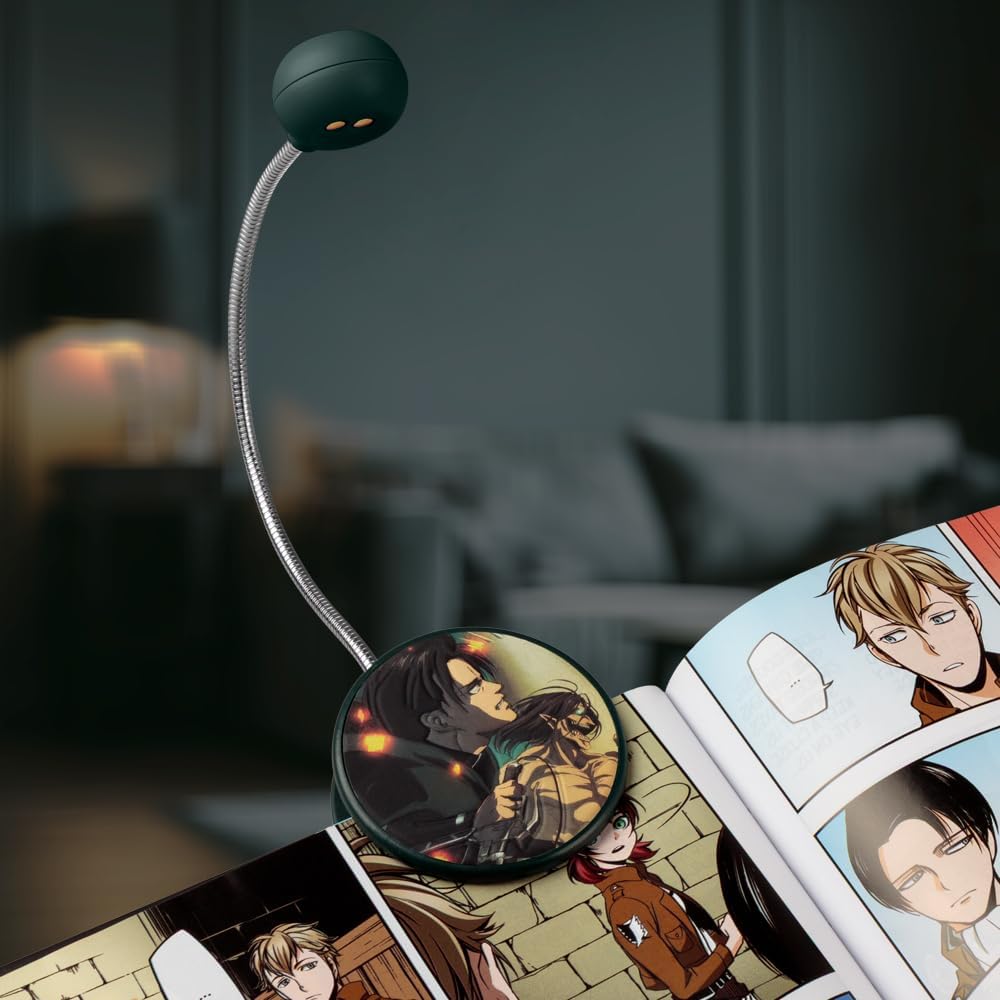 WITHit Clip On Book Light – Dimmable LED Reading Light for Books and eBooks, Reduced Glare, Portable, Cute Bookmark Light for Kids & Adults, Batteries Included (Levi, Attack on Titan)
