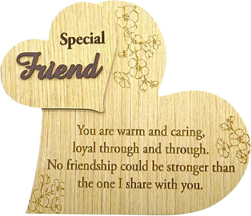 UNIDECO Friend Plaques For Women, Unique Gifts For A Special Friend, Special Gifts For Women Friends, Wooden Heart Decor For Shelf, Friendship Plaque, Best Friends Forever, Friendship Day Decorations