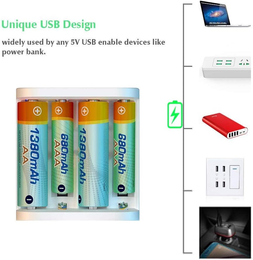ISDT A4 Air Smart Battery Charger AA AAA 4 Bay Portable Charger with USB C Port Fast Charging for NiMH NiCd Lithium Rechargeable Batteries with Bluetooth APP Connection (Black)
