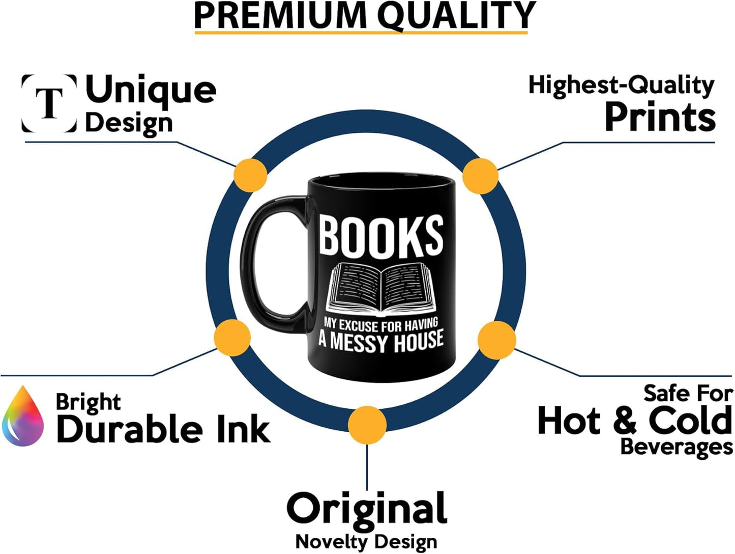 Book Lover Coffee Mug 11oz Black -Books My excuse - Bookworm Literature Library Book Lover Reader Booked Editor Intellectual Studious