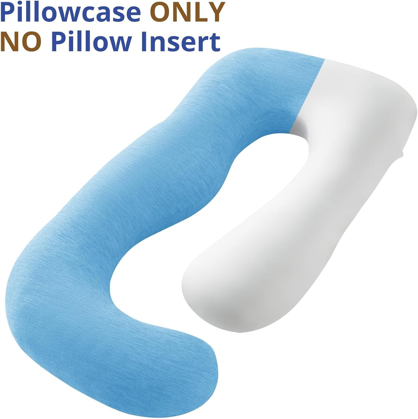 Sasttie Cooling Pregnancy Pillow Cover, 57-inch U Shaped Pregnancy Pillow Case, Fits 55 to 57 Inch Maternity Pillow, Blue (No Pillow Insert)