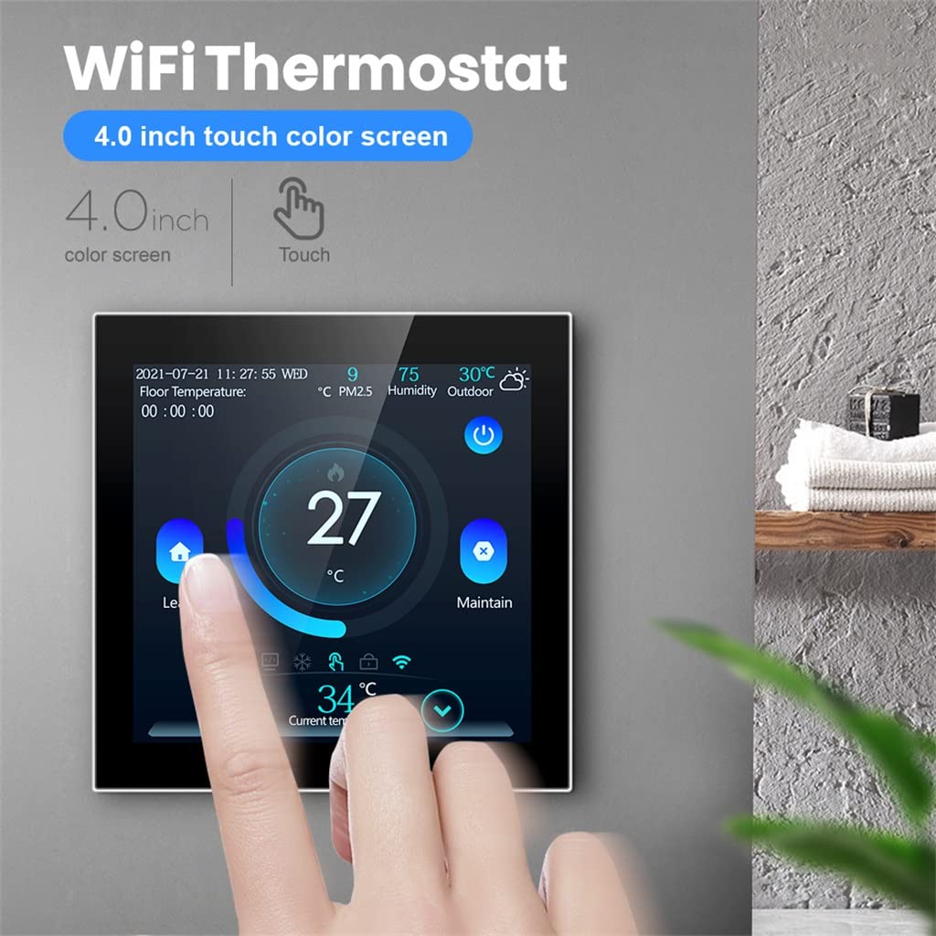 Smart Floor Thermostat,Tuya Electric/Water Heating Temperature Controller Home(Water Heating)