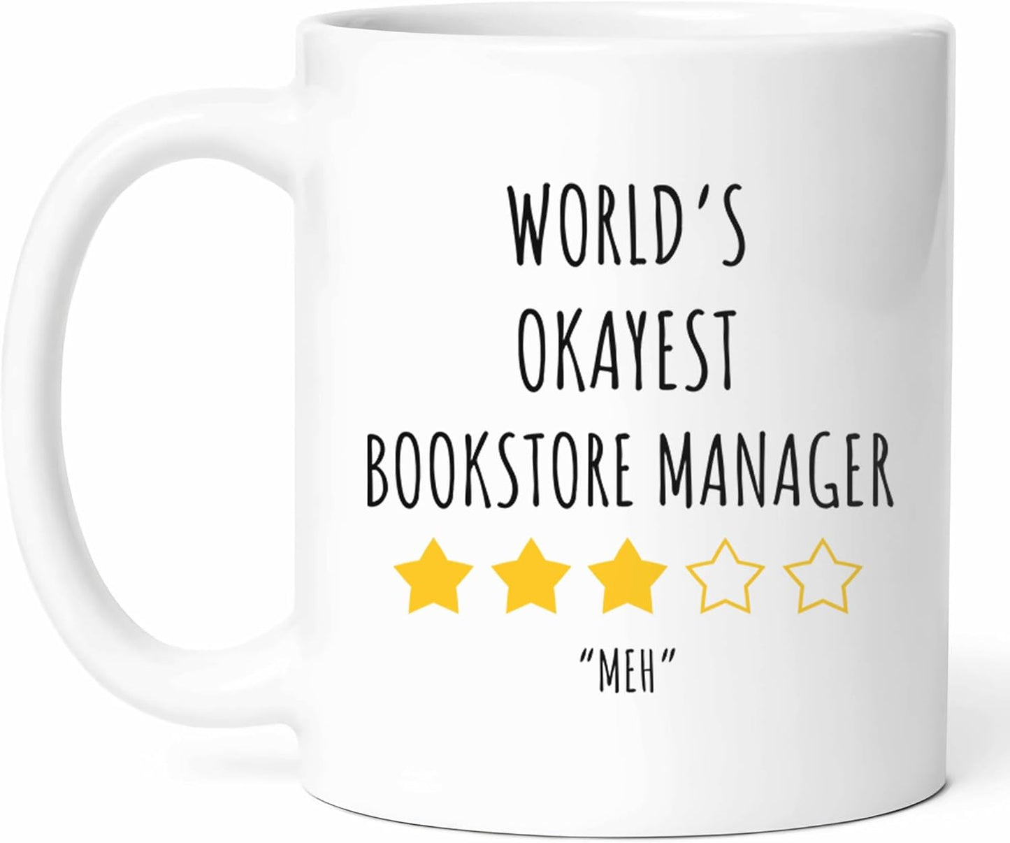 Okayest Bookstore Manager Mug - Average Book Lover Coffee Cup - Literary Funny Gift From - Reading Advocate Tea Mugs - Store Owner Cups - 11 Oz Ceramic Gifts For Bookworms, Birthday, Him, Her