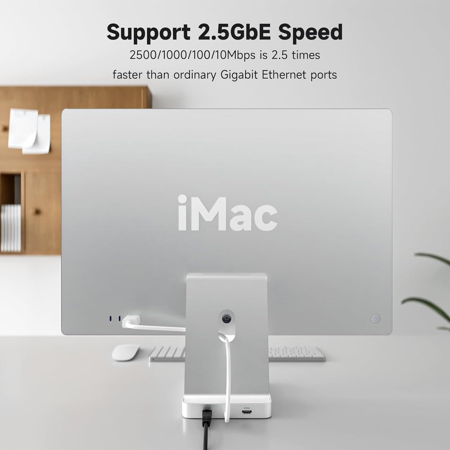 Minisopuru DS802PRO iMac Accessories with 4K@60Hz HDMI, USB C Charging, 2.5GbE, 4TB M.2 SSD Enclosure, USB C Hub for iMac 24 inch M1/M3/M4, iMac Hub with 4 USB, SD/TF, Audio | Silver