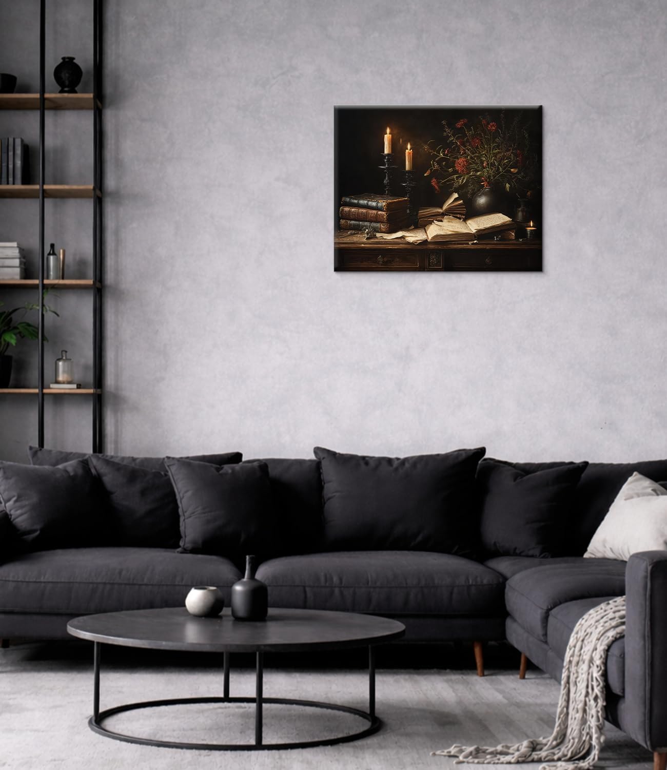 Vintage Gothic Book Wall Art Print - Dark Academia Bookish Canvas Poster Painting - Moody Wall Decor for Home Reading Nook Library 8x10 Inch Framed