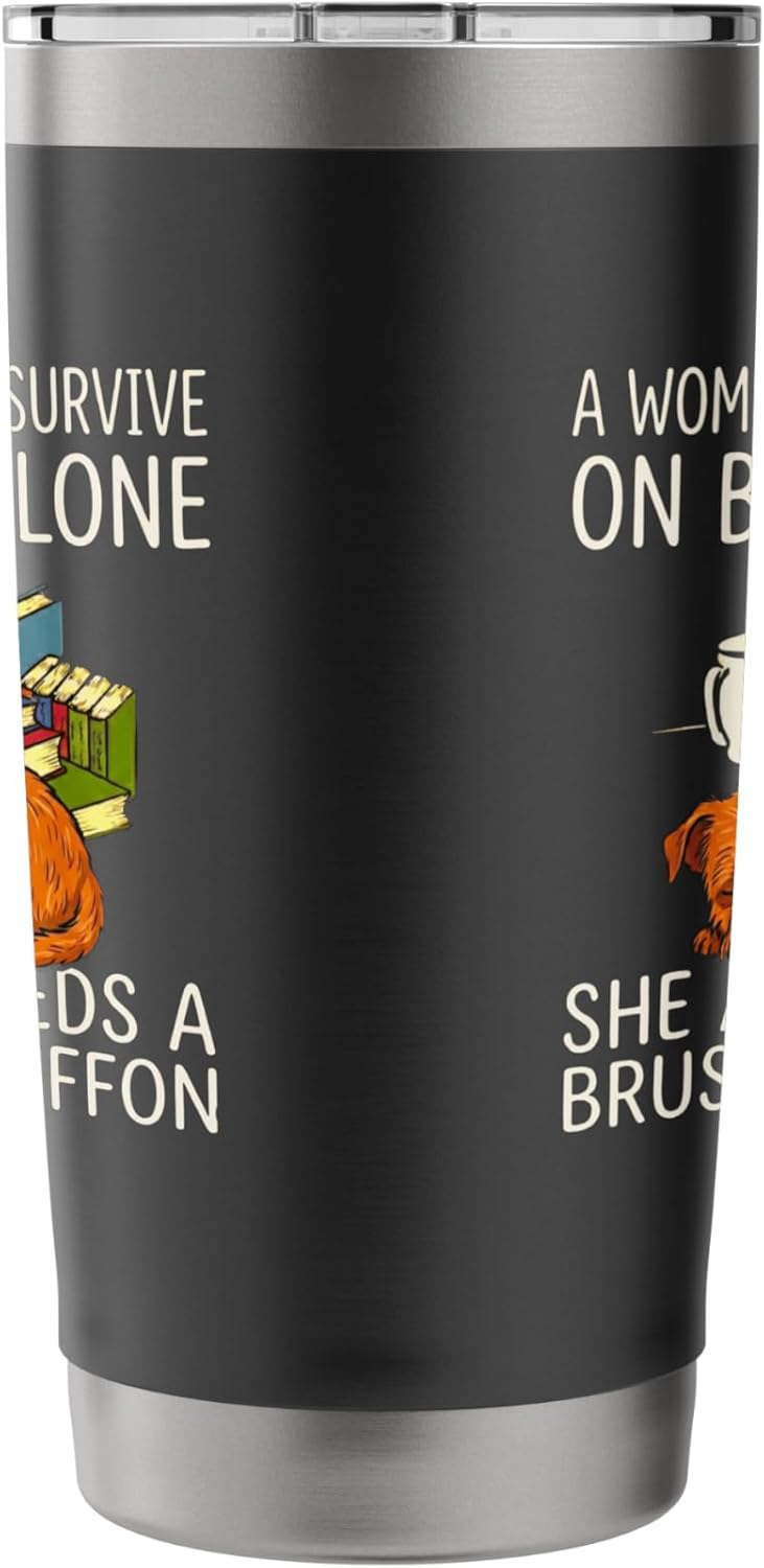Books Coffee Brussels Griffon Funny Dog Lover Stainless Steel Insulated Tumbler