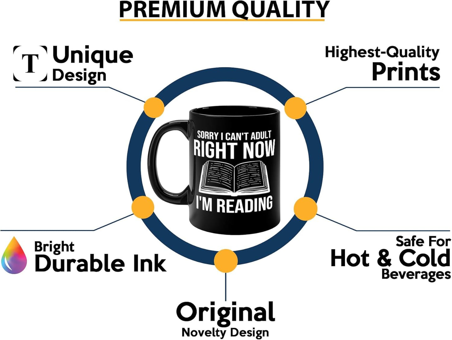 Book Lover Coffee Mug 11oz Black -Sorry I cant - Bookworm Literature Library Book Lover Reader Booked Editor Intellectual Studious