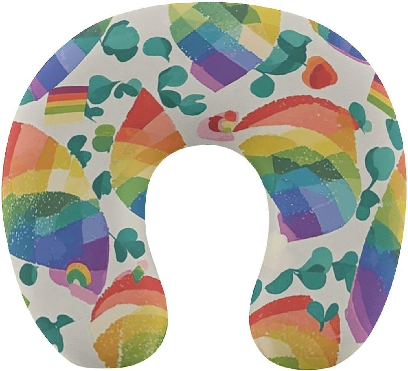 Pride Rainbow Neck Pillow Memory Foam U Shaped Pillows Portable Pillows for Shoulder Travel Head Support Pillow with Concealed Zipper for Airplane Car Home Office