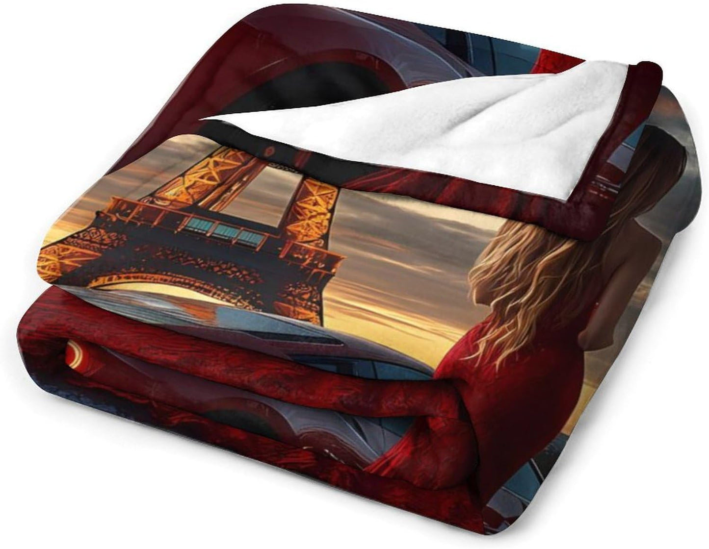 Paris Eiffel Tower Women Throw Blanket for Couch Bed Plush Cozy Fuzzy Flannel Blanket for All Season 60"x80"