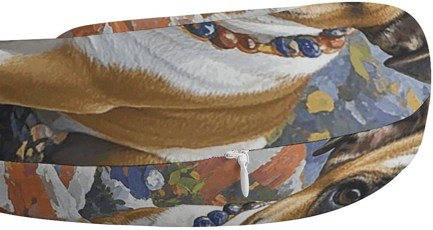 English-Bulldog Neck Pillow Memory Foam U Shaped Pillows Portable Pillows for Shoulder Travel Head Support Pillow with Concealed Zipper for Airplane Car Home Office