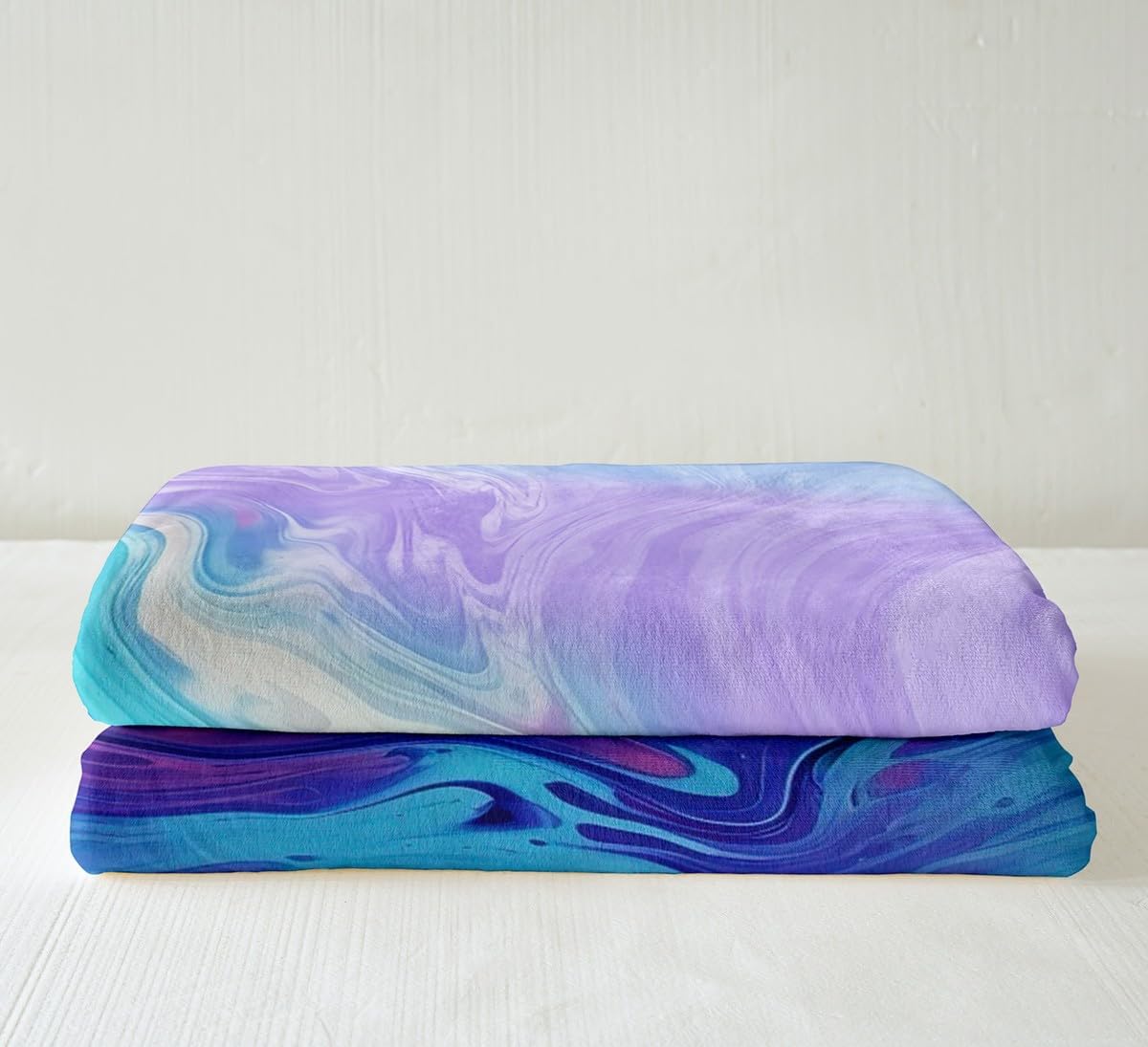 Feelyou Marble Printed Fleece Blanket for Girls Teens Adults Abstract Art Plush Blanket for Sofa Bed Couch Decorative Modern Bright Marble Sherpa Throw Blanket Purple Teal Fuzzy BlanketKing 87"x95"