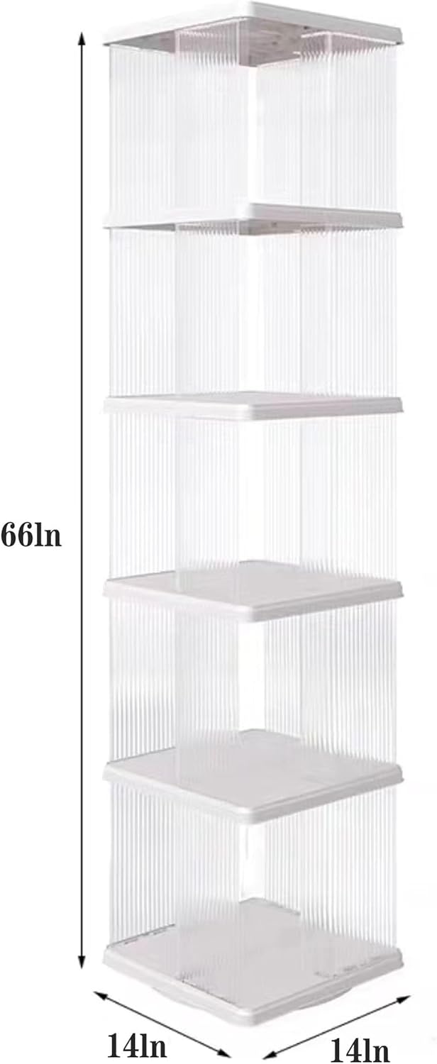 5 Tier Rotating Bookshelf Tower, 360° Rotating Bookshelf, Space Saving Rotating Bookshelves, Revolving Bookcase Suitable for Bedrooms, Living Rooms, Studies and Offices, White, Lazy Susan