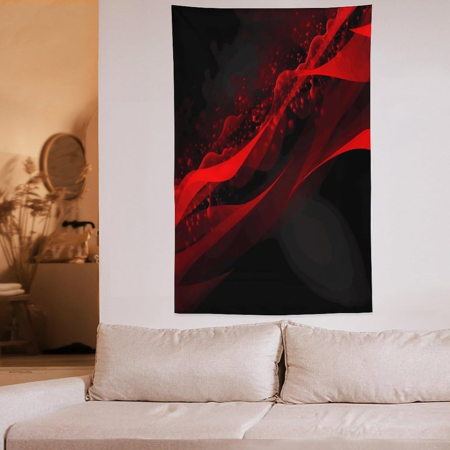 FodPand Black And Red Background Tapestry Anti-fading Wall Tapestry with Installation Kit Backdrop Banner Multipurpose Aesthetic Tapestries Boho Wall Art Hanging Decorative Blanket 60"x90"
