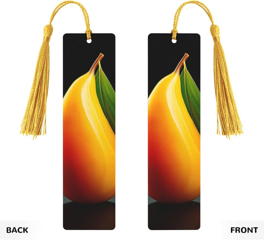 Mango Bookmarks Gifts for Women Men, Wooden Bookmarks for Book Lovers, Vintage Book Marks Ornaments with Tassel, Unique Personalized Reading Page Markers Gold