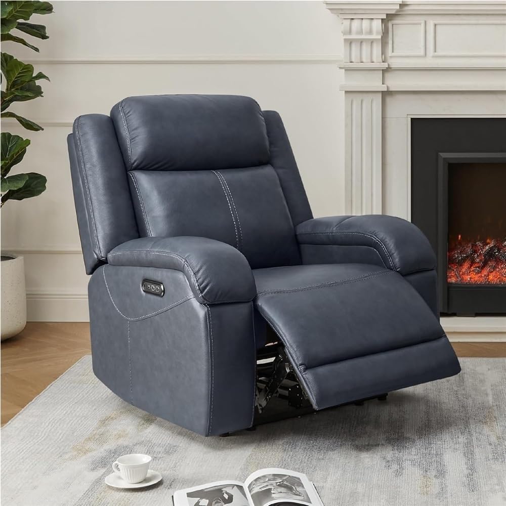 Electric Power Lift Recliner Chair with USB Charging Ports, Adjustable Headrest, Ergonomic Reclining Sofa, Leather Lounge Seat for Small Spaces