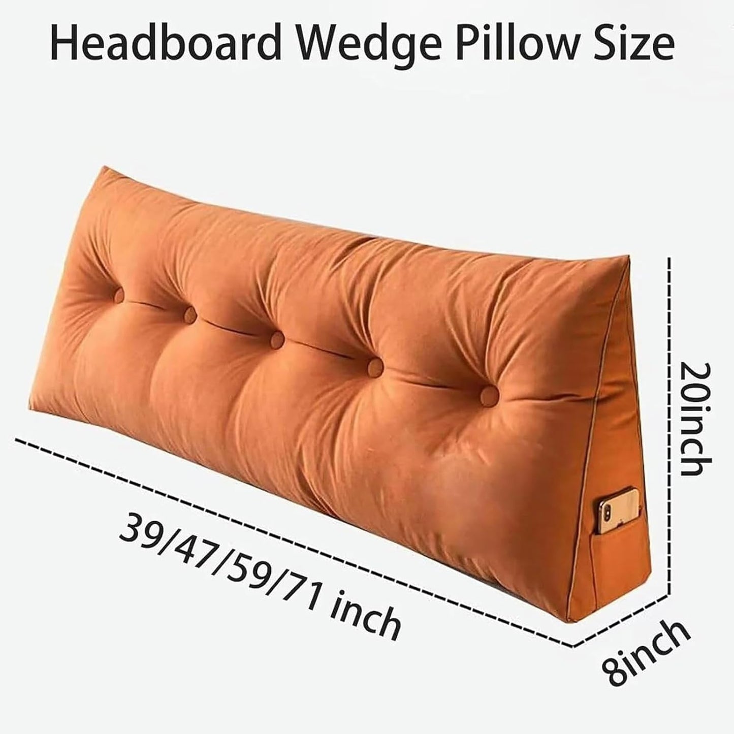 Large Triangular Headboard Pillow Backrest Positioning Support Bed Bolster Rest Reading Pillow with Removable Cover Soft Headboard Cushion Backrest Pillow for Sitting in Bed