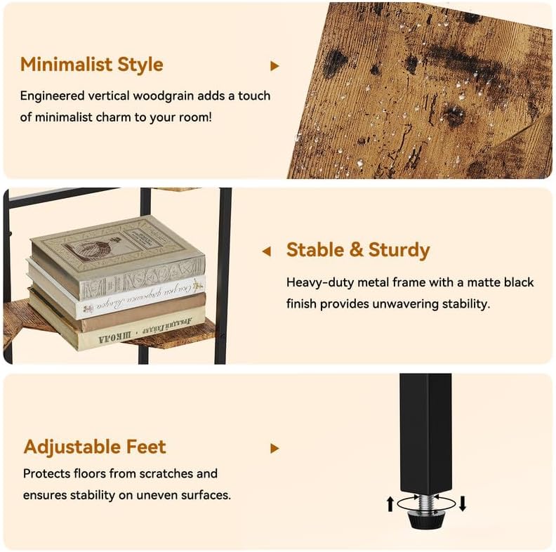 CADUKE Pedestal Sink Storage, 2 Pack Under Sink Organizer Shelf Bathroom Under Vanity Storage Shelf for Small Space, Bathroom Organizers Rack Stand 3 Tier Wooden Corner Shelves, Rustic Brown