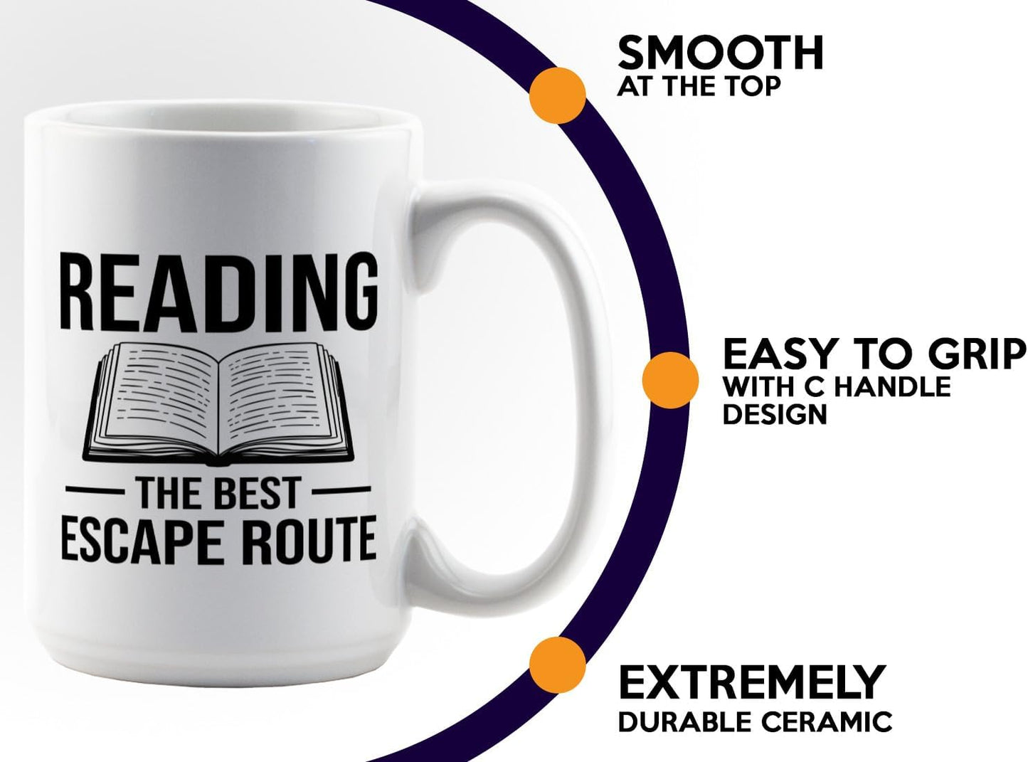 Book Lover Coffee Mug 15oz White -Reading The Best - Bookworm Literature Library Book Lover Reader Booked Editor Intellectual Studious
