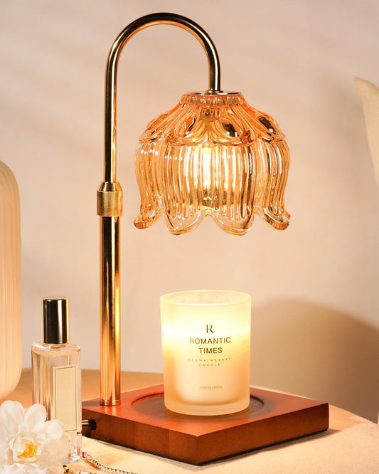 Flower Candle Warmer Lamp with Timer & Dimmer, Adjustable Height Candle Warmer, Birthday Gifts for Women Mom, House Warming New Home Decor, Wax Warmer with 2 Bulbs for Jar Candles