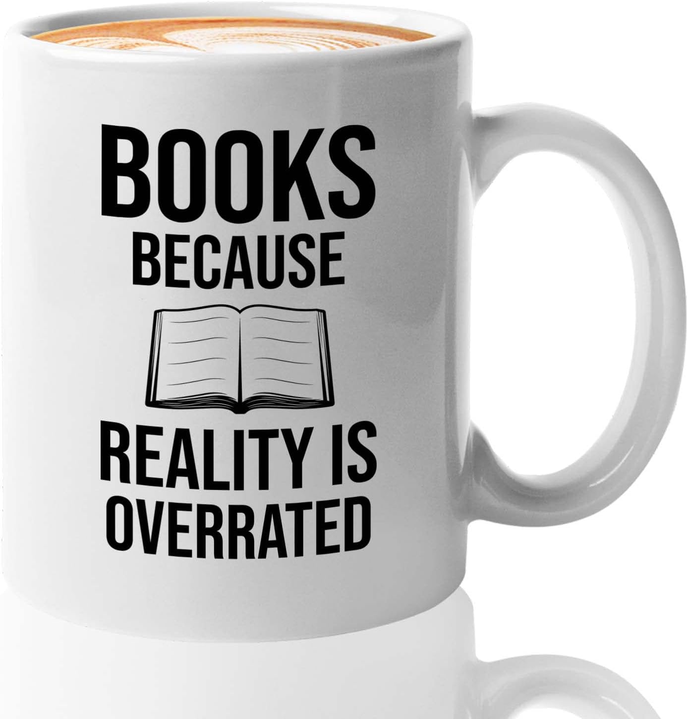 Bubble Hugs Writer Coffee Mug 11oz White - Books Because Reality is Overrated - Reading Book Lover for Bookworm Bibliophile Librarians Author Readers Bookish