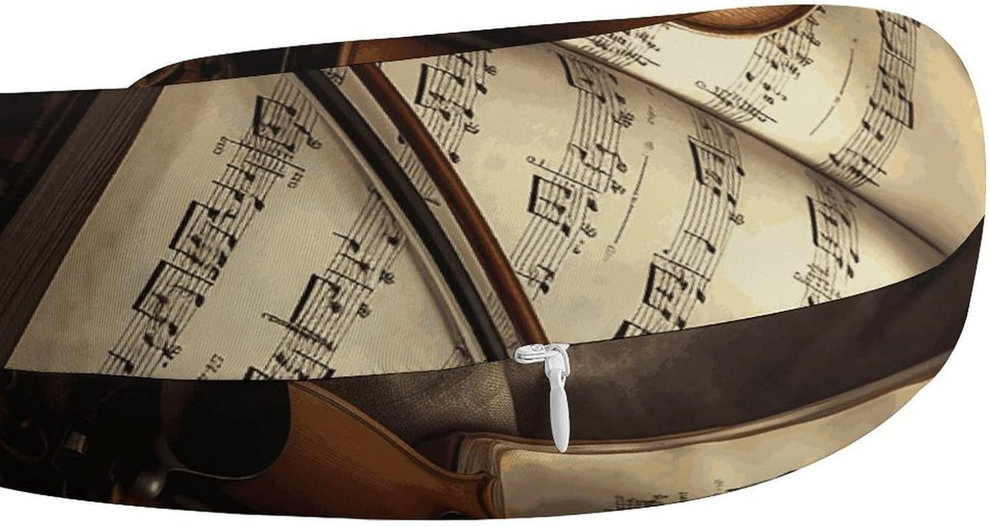 Violin and Book Neck Pillow Memory Foam U Shaped Pillows Portable Pillows for Shoulder Travel Head Support Pillow with Concealed Zipper for Airplane Car Home Office
