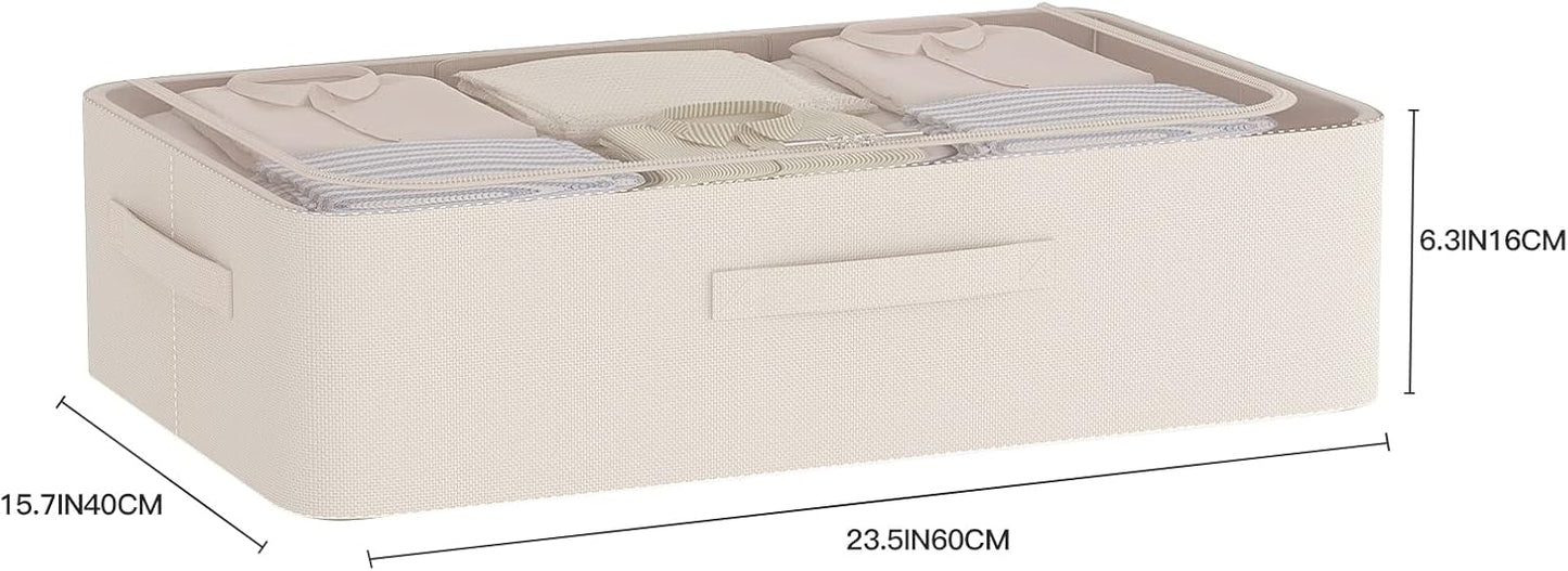 Under Bed Storage Bins Frame Storage Box Oxford Fabric Sturdy Underbed Container Foldable Stackable Large Capacity Clothes Organizer
