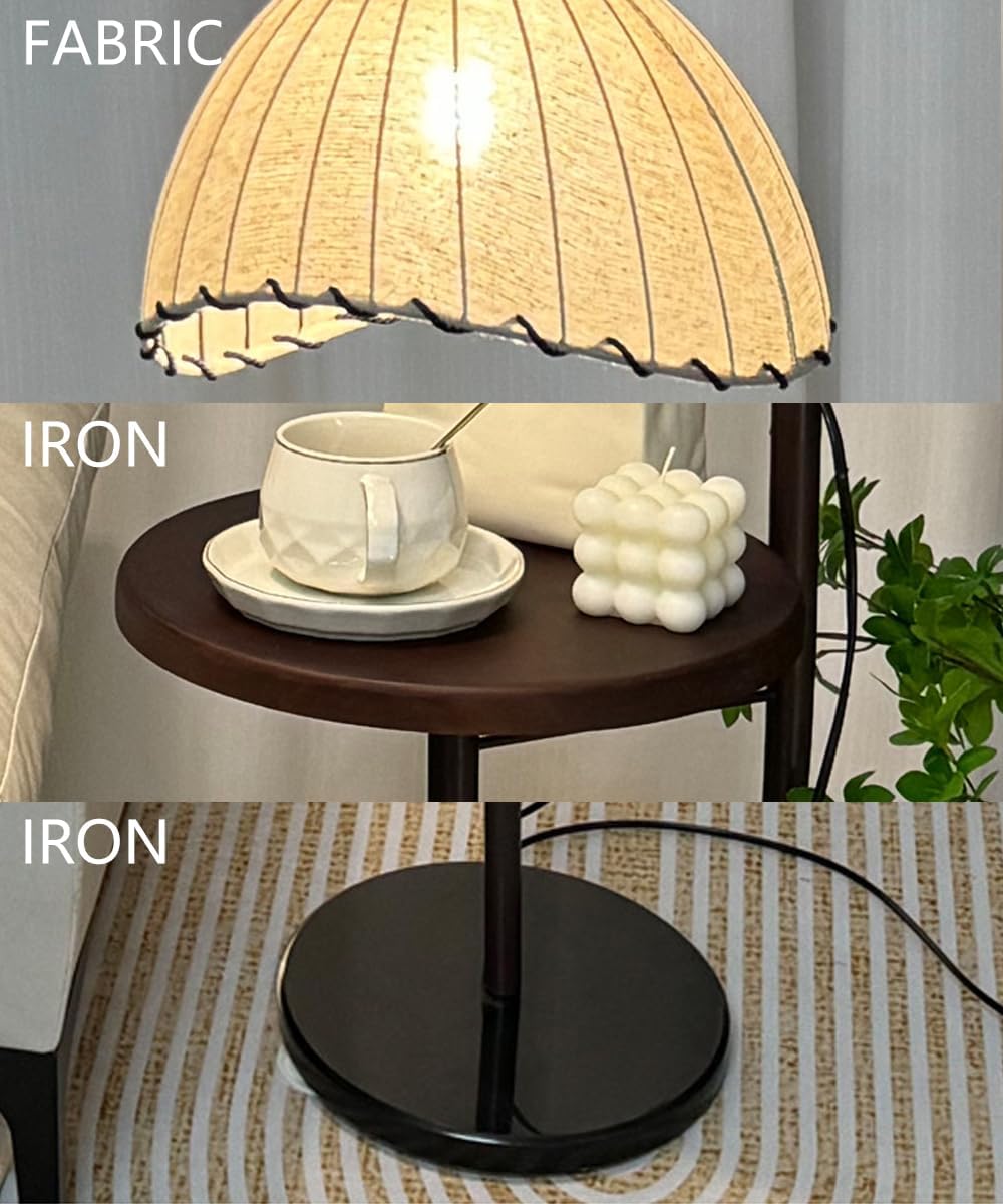 Modern Arc Floor Lamp Height Adjustable Floor Light Moon Linen Tall Lamp with Desktop Switch E27 3-Color Light Dimmer Fixture for Living Room Reading Room Office