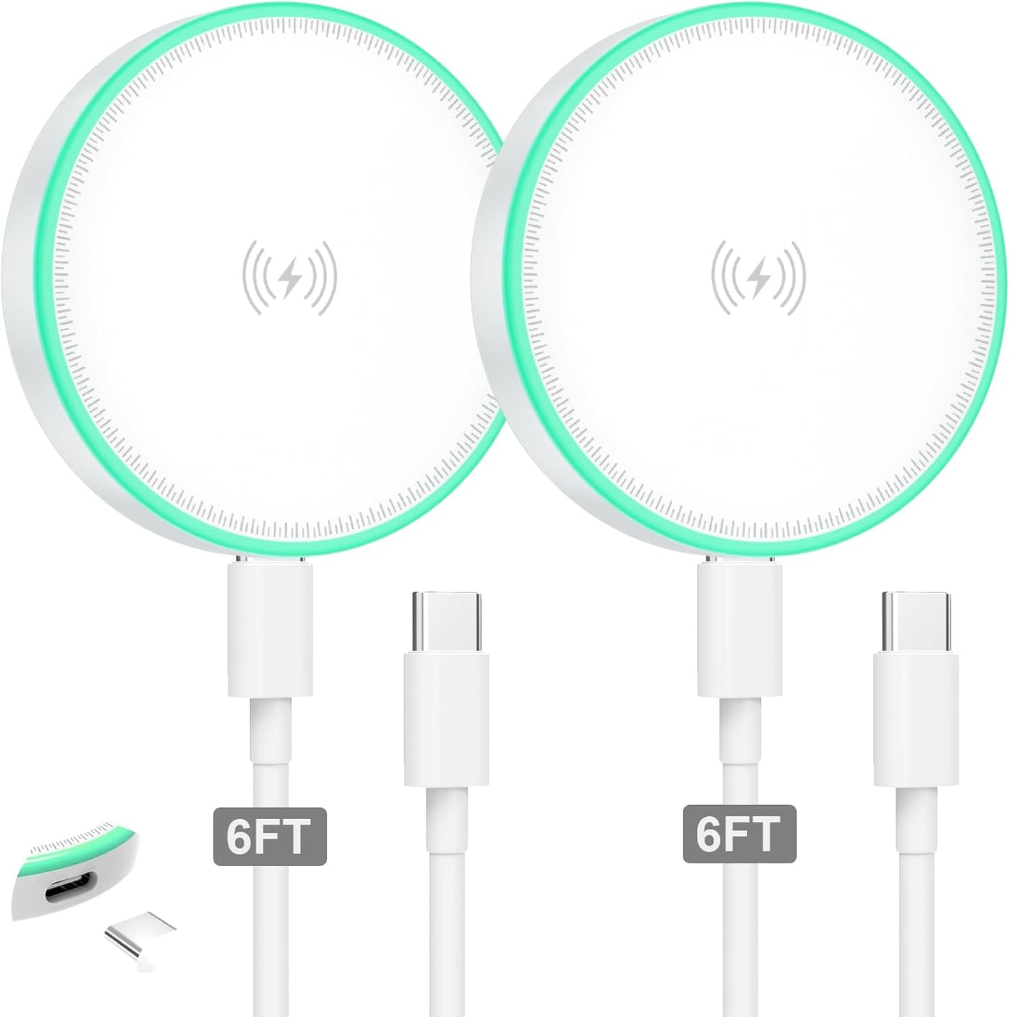 MagSafe Charger 2Pack 15W Magnetic Wireless Charger Fast Charging Pad with 6FT USB C to USB C Cable Compatible with iPhone 17/16/15/14/13/12 Series & AirPods 4/3/2/Pro | Strong Magnet Technology