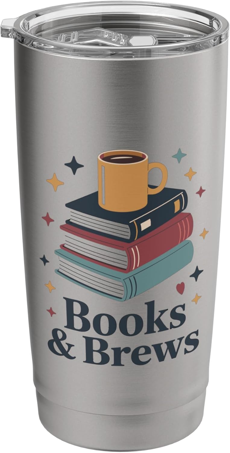 Books And Brews Coffee Reading Lover Club Stainless Steel Insulated Tumbler