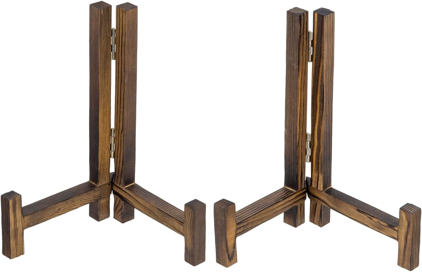 MyGift Set of 2 Plate Stands for Display, 11 Inch Plate Rack, Wooden Picture Frame Holder for Picture Card Cookbook Vinyl Record, Decorative Tabletop Dispaly Easels