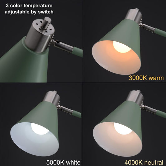 Adjustable Reading Floor Lamp,360°Rotatable Shade,3CCT LED Bulb Include,Green