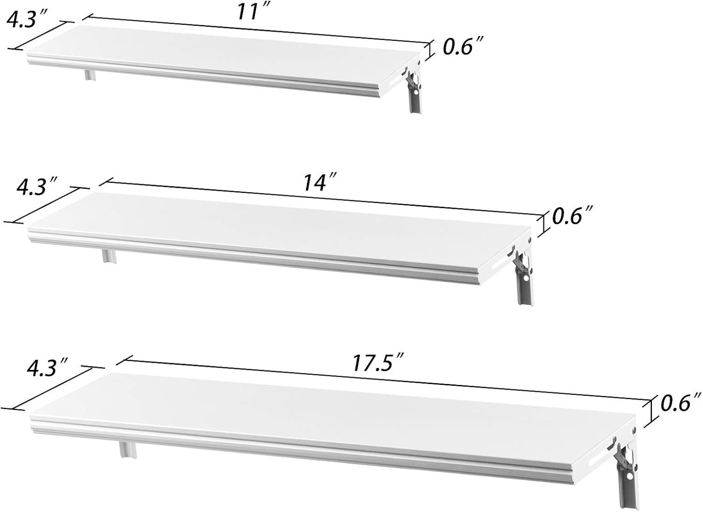 evron Floating Shelves Wall Mounted Set, Water Proof Wall Shelves for Living Room, Dining Room, Bedroom, Kitchen, Office and Greenhouse (Silver Grey Set of 3)