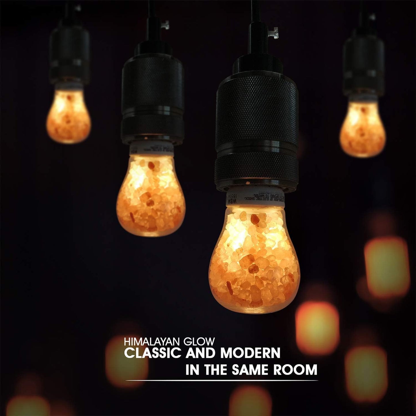 Himalayan Glow Salt LED Light Bulb, 60-Watt Equivalent, Dimmable, A19 Light Bulb, Warm Amber Glow, E26 Edison Light Bulb for Decor, Homes, Offices Kitchen - 2 Counts