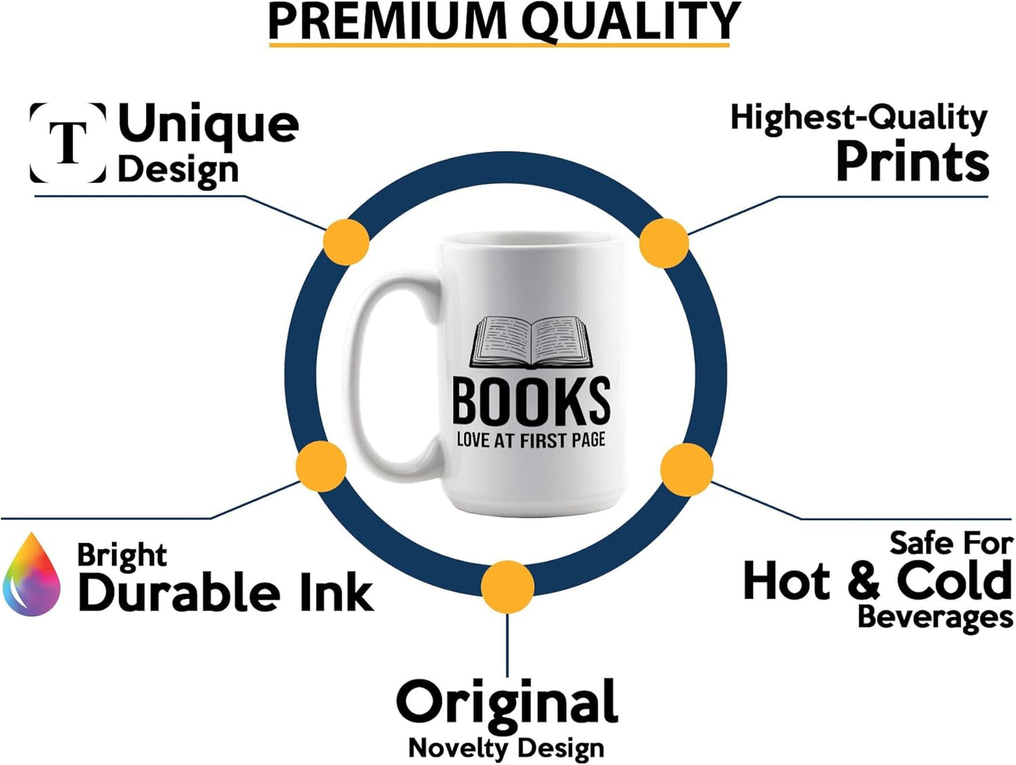 Book Lover Coffee Mug 15oz White -Books Love at - Bookworm Literature Library Book Lover Reader Booked Editor Intellectual Studious