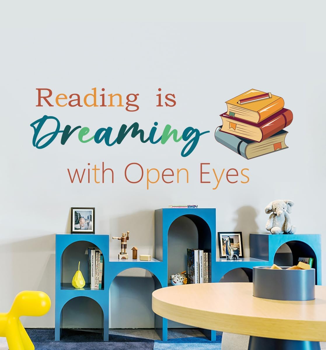 Reading Wall Decals for Kid's Room, Reading is Dreaming with Open Eyes Wall Stickers,Motivational Quotes Inspirational Saying Read Vinyl Wall Art for Classroom School Kid’s Room Library