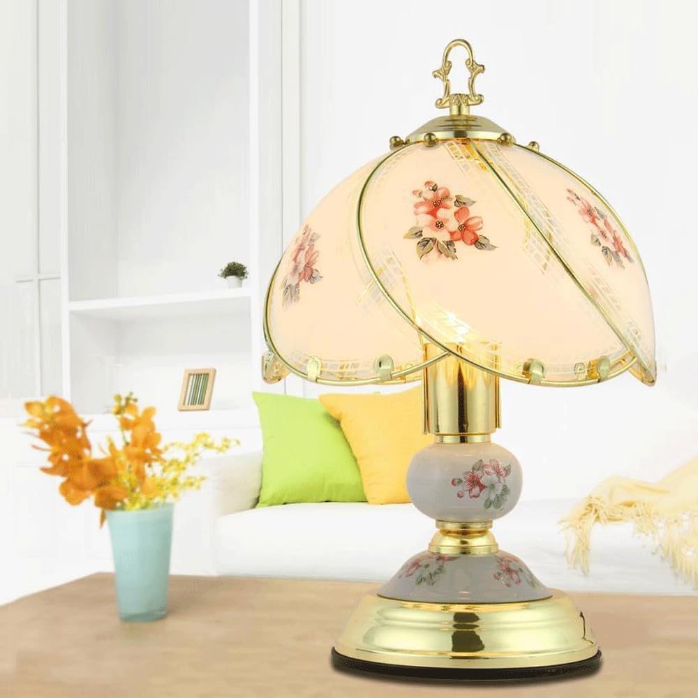 Kitchen Faucet 14.57 Inch Vintage Glass Table Lamp with Button and E26 Socket Decorative Desk Light for Bedroom Living Room Office Reading Nook Side Table and Home Lighting