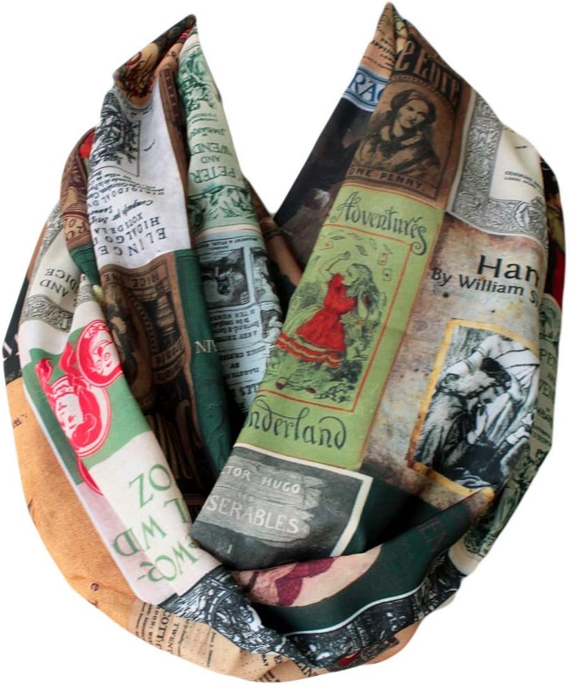 Etwoa's Literary Book Covers Infinity Scarf Circle Loop Scarf