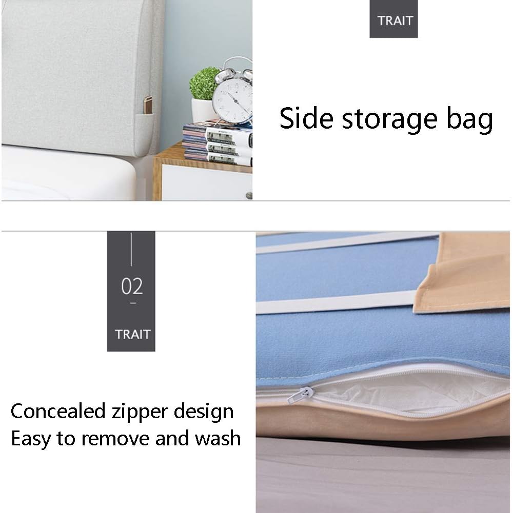 Bed Backrest Cushion for Headboard Lumbar Support Pad Upholstered Headboard Reading Pillow with Washable Cover 9 Colours 6 Sizes (Colour: Dark Blue Size: 120 x 60 x 10 cm)