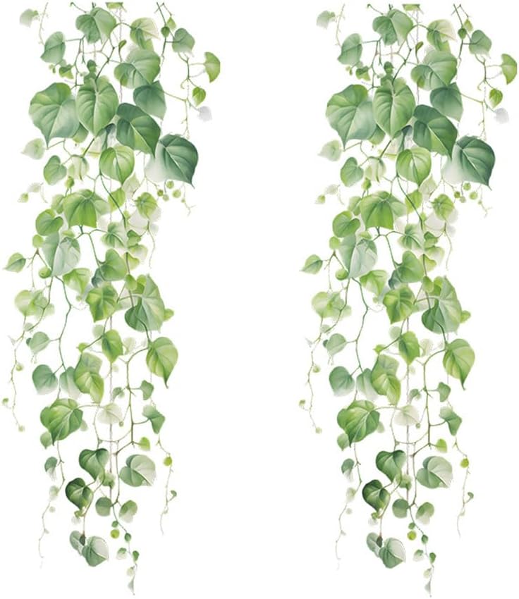 Green Plant Vine Wall Sticker - Evergreen Ivy Leaves for Bedroom & Living Room - 22x28.7 Inch