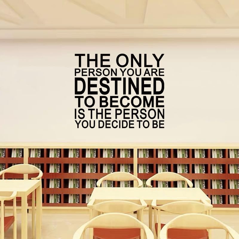 Motivational Quotes Wall Stickers for Office: Classroom Inspirational Positive Vinyl Art Wall Decals for School Gym Bedroom - The Only Person You are Destined 18" X 15"