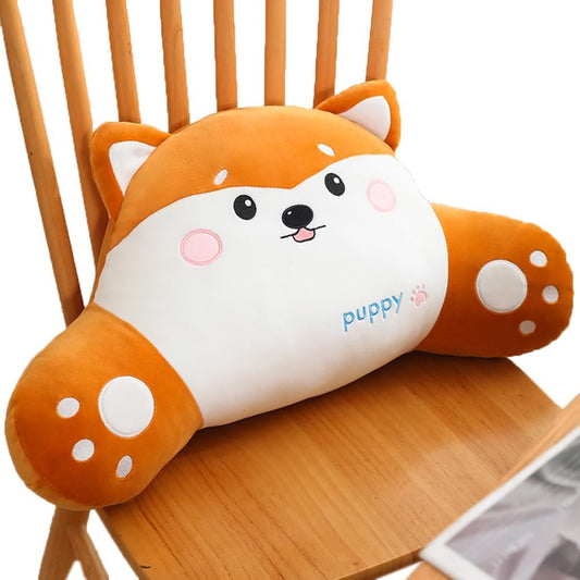 Tingting's Dream Cute Animals Lumbar Support Pillow Office Chair Back Pillow Soft Waist Cushion Sofa Back Pillow Bed Rest Reading Pillow (Brown-Shiba Inu, 55×28CM/21.65"×11.02")