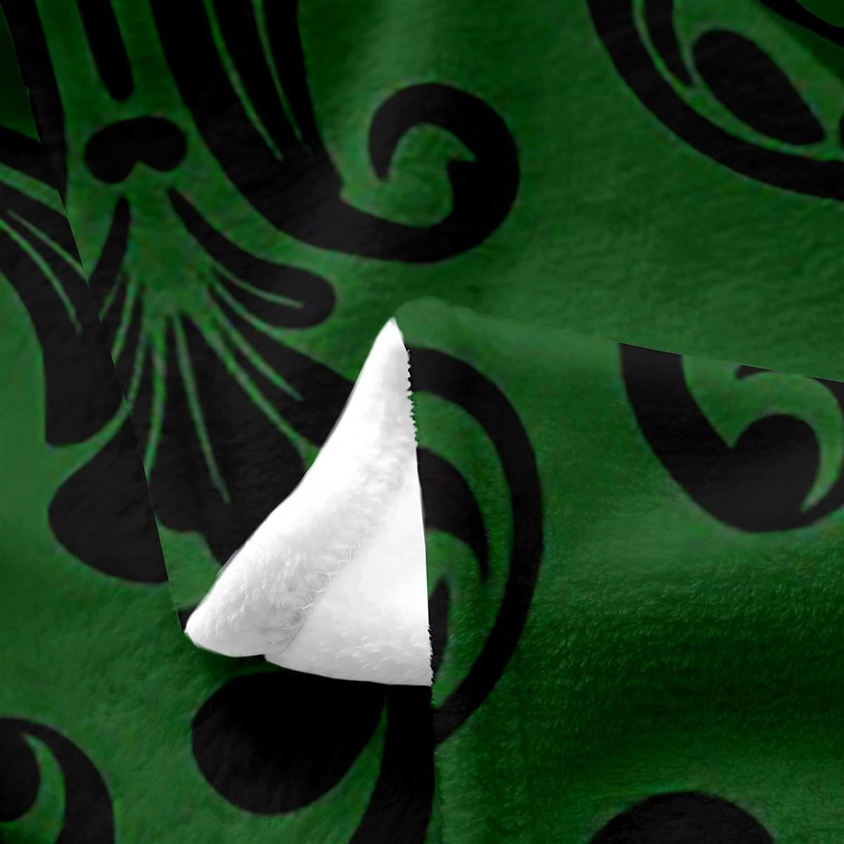 Erosebridal Bats Blanket Queen 90x90, Florals Vintage Damask Luxury Soft Throw Blanket for Bedroom, Animals Baroque Halloween Theme Fleece Blanket, Green Black Victorian Horror Fuzzy Blanket